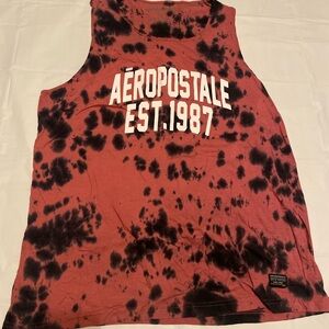 Aeropostale Red and Black Tie-Dye Shirt